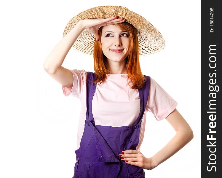 Young Girl In Overalls.