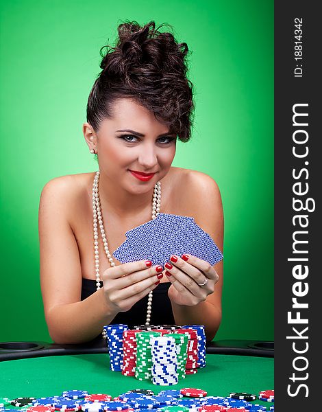 Woman Playing Poker