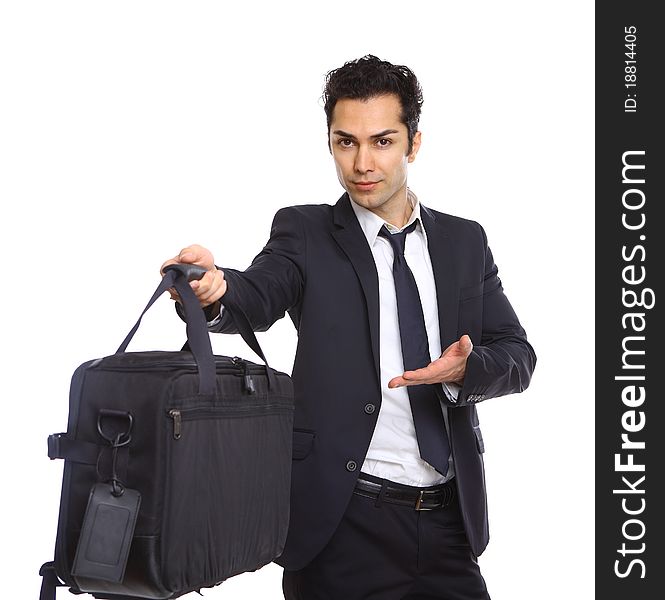 Business Man Handing Over A Briefcase