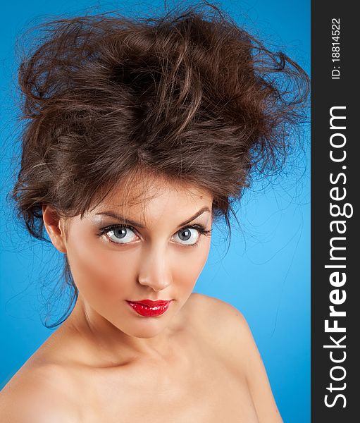 Beautiful Woman With Crazy Hairstyle