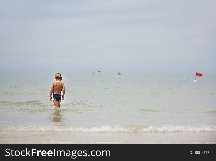 Young boy in the sea