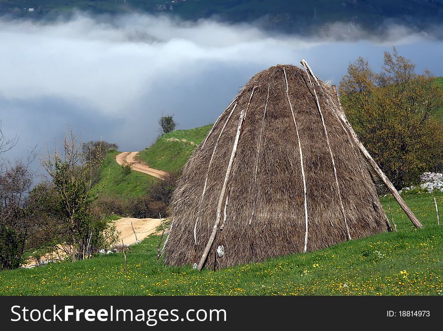 Haystack on the mountain Zlatar near river Uvac, Serbia