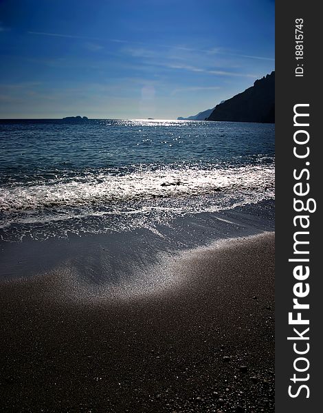 Seascape with sunshine and reflex on the water. Seascape with sunshine and reflex on the water