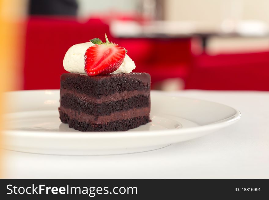 Chocolate Cake with strawberry and mousse