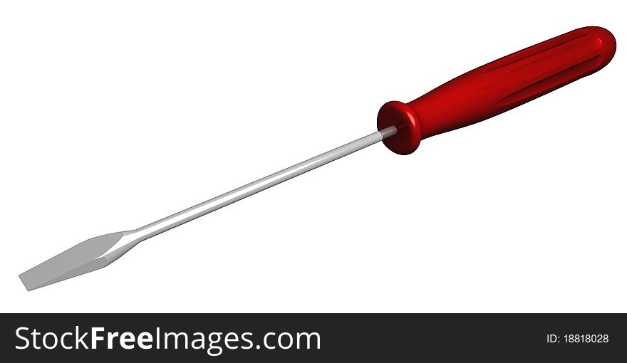 Picture of screwdriver of white background with red handle