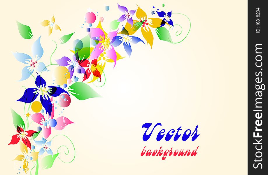 Illustration with pink and blue plant on white  yelllow background and green leaves flower. Illustration with pink and blue plant on white  yelllow background and green leaves flower