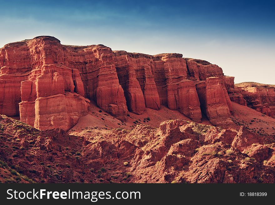 Red rock canyon in Kazakhstan country. Red rock canyon in Kazakhstan country.