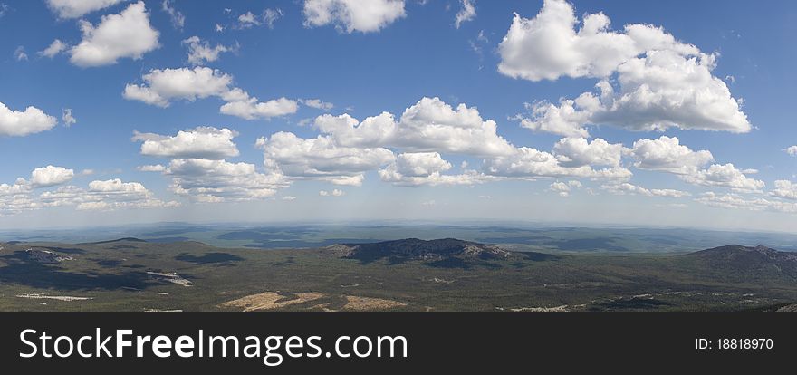 Wide sky and clouds panorama