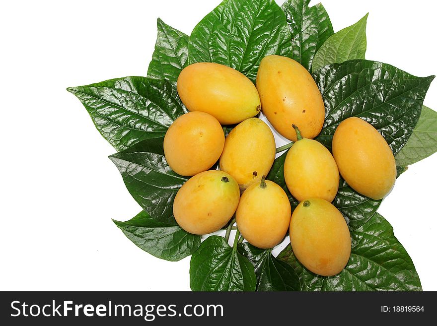 Bouea oppositifolia,Exotic Thai Fruit isolate on white background