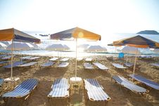 Umbrellas And Chairs On Sand Beach Royalty Free Stock Photos Umbrellas And Chairs On Sand Beach Royalty Free Stock Photos
