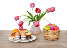 Lunch Decorated With Tulip Flowers Royalty Free Stock Image Lunch Decorated With Tulip Flowers Royalty Free Stock Image