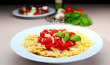 Pasta Farfalle With Tomato Sauce And Basil Stock Photos Pasta Farfalle With Tomato Sauce And Basil Stock Photos