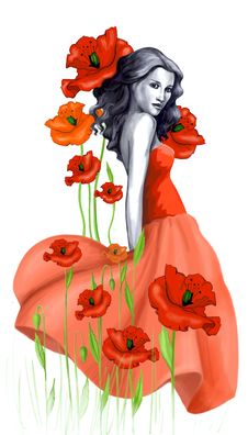 Young Woman And Poppy Royalty Free Stock Image Young Woman And Poppy Royalty Free Stock Image