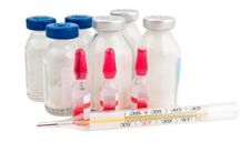 Ampoule, A Thermometer And Pills Stock Image Ampoule, A Thermometer And Pills Stock Image