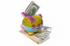 Piggy Bank On Money Royalty Free Stock Photo