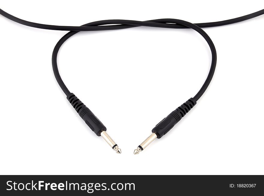 Two black audio plug on a white background. Two black audio plug on a white background