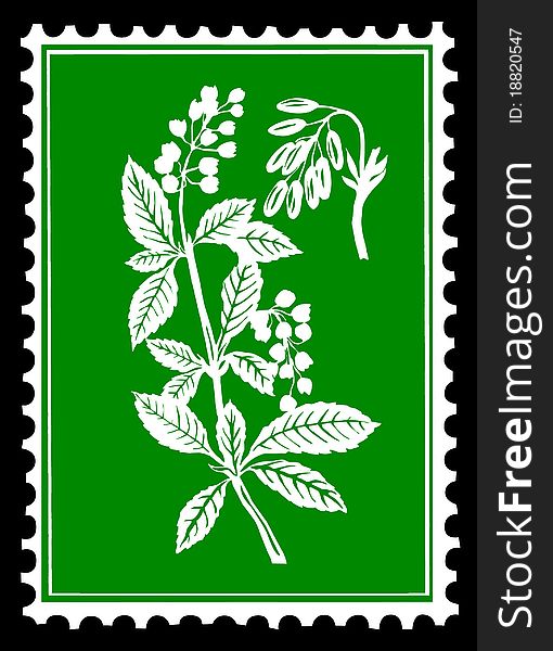Vector silhouette of the plant on postage stamps