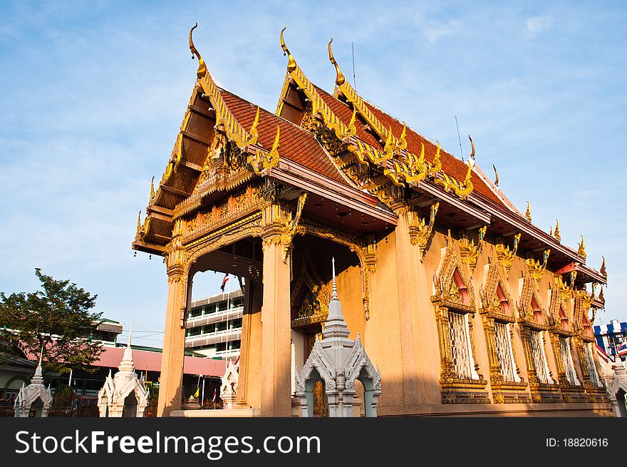 Architecture Thai art style at lauw temple in bangkok