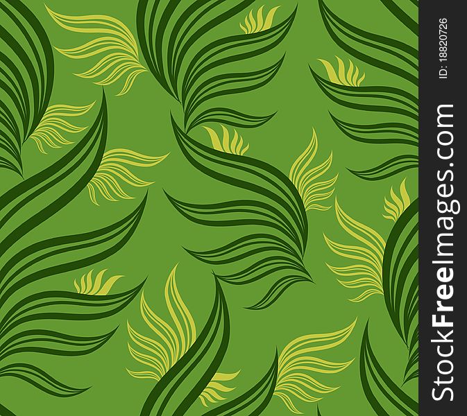 Seamless green floral pattern with leafs