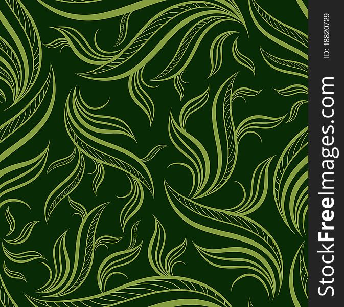 Seamless Green Floral Pattern With Leafs