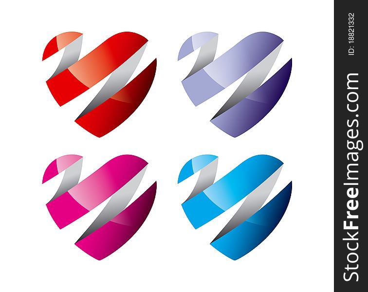Beautiful colorful hearts on white background