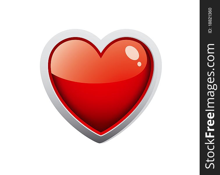Beautiful shiny red heart isolated on white background