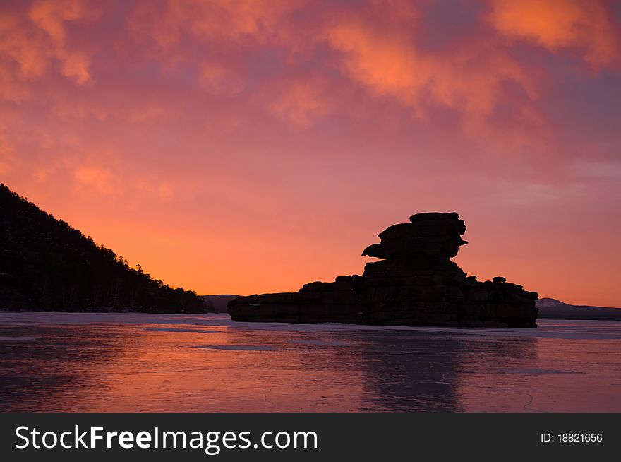 Sunset In A Winter Landscape