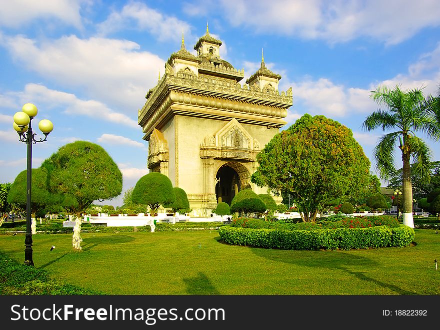 On the photo: Vientiane. Victory Gate