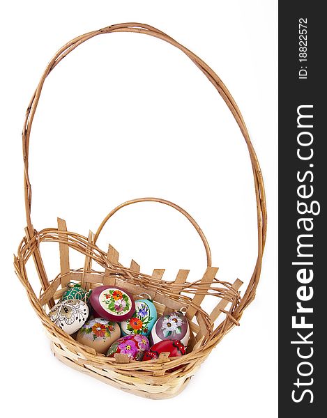 Eggs in Easter Basket isolated