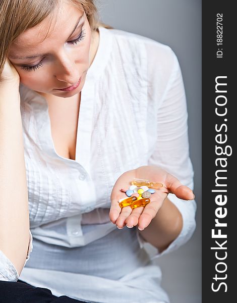 Depressed Woman With Pharmaceutical