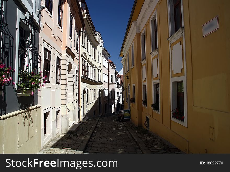 An old narrow street in old town bratislava. An old narrow street in old town bratislava