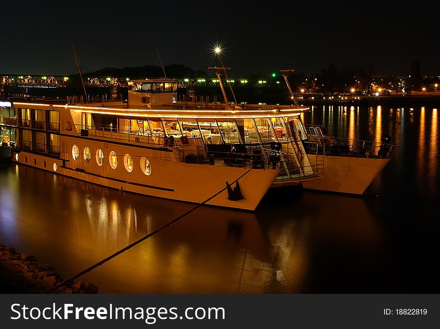 A ship in the harbour on the river danube, bratislava, slovakia. A ship in the harbour on the river danube, bratislava, slovakia