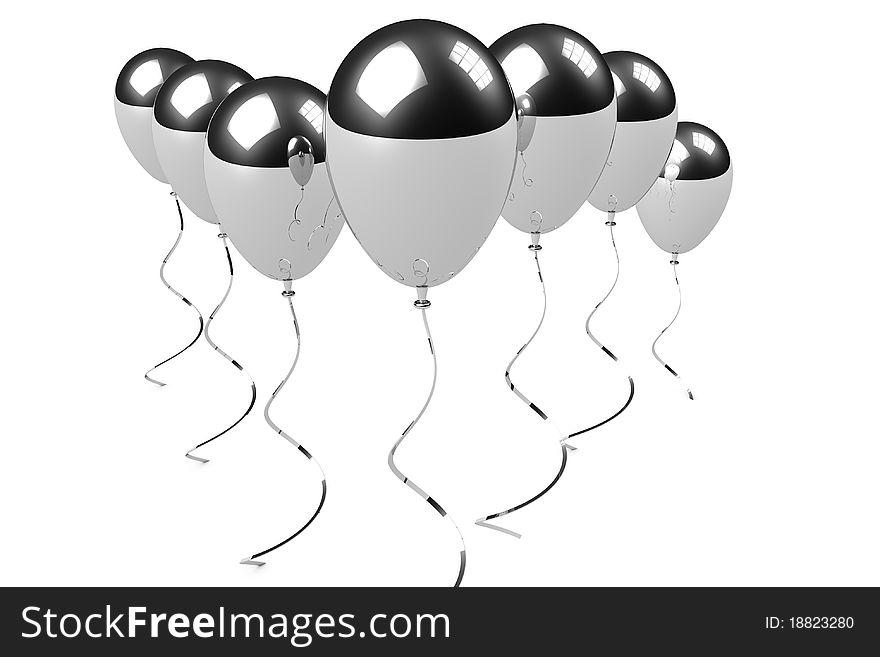 Chrome balloons group isolated on white background