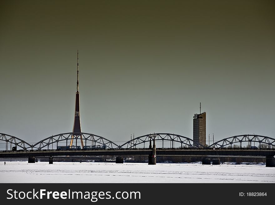 The bridge over the city Riga. The bridge over the city Riga.