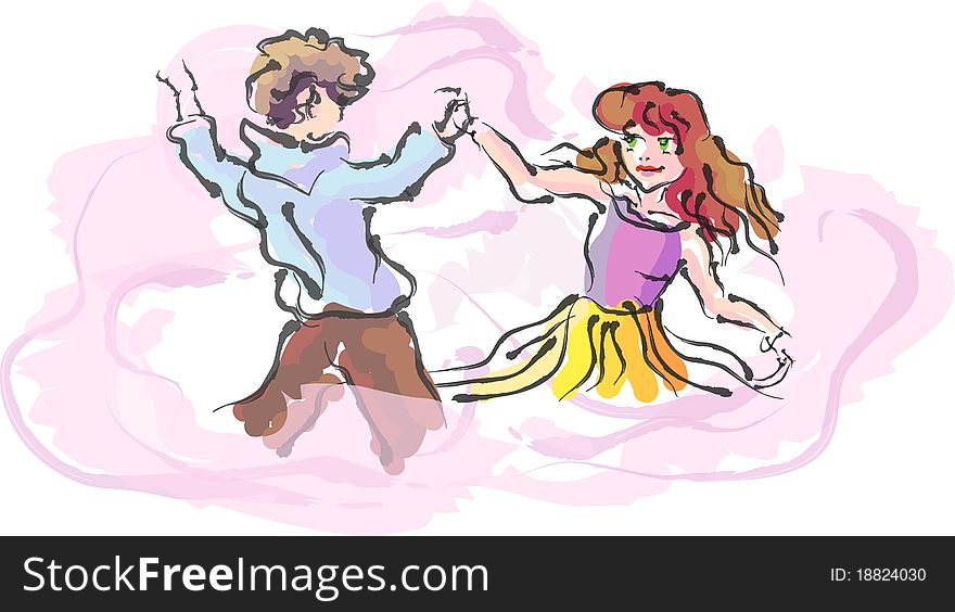 The guy dances with the girl. The guy dances with the girl