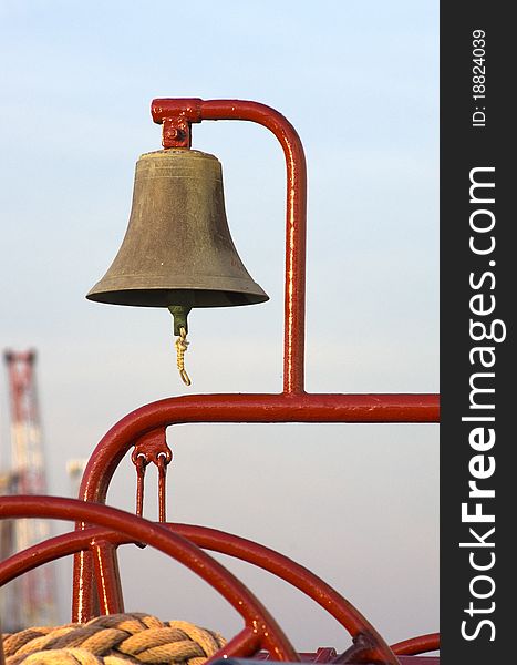 Detail of bell on board a tug boat