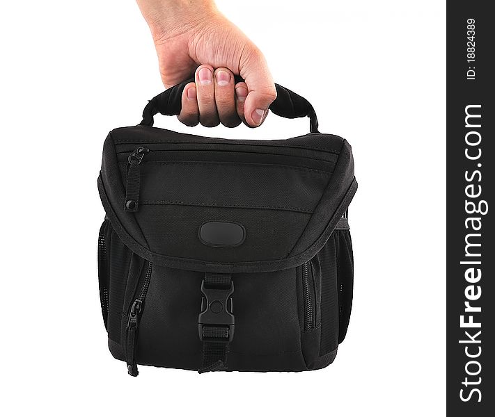 Camera bag on a white background