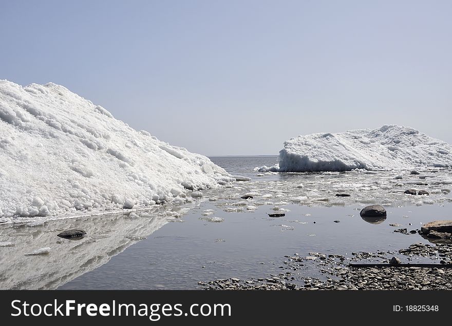 Glacier at the edge of lake