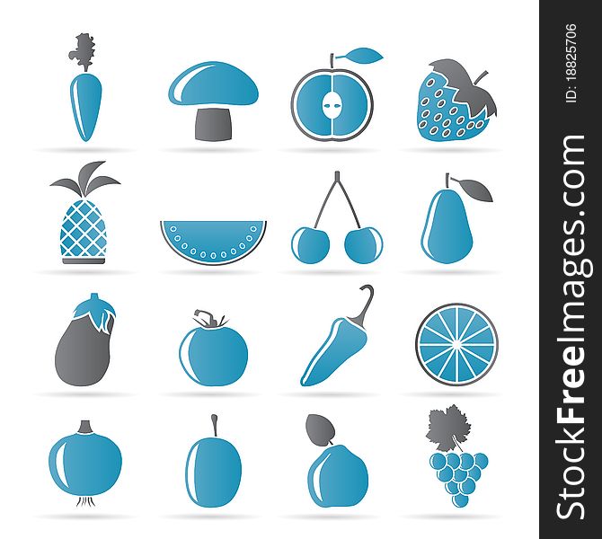 Different kinds of fruits and Vegetable icons - icon set