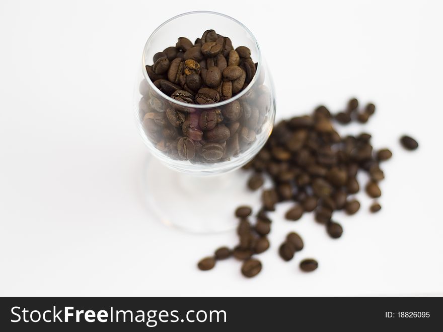 Flavored coffee on a white background