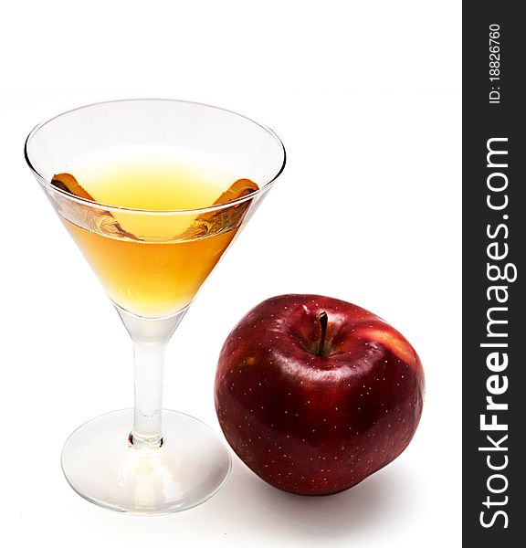 Red apple with glass of juice