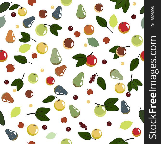 Seamless pattern with decorative fruit on white background. Seamless pattern with decorative fruit on white background