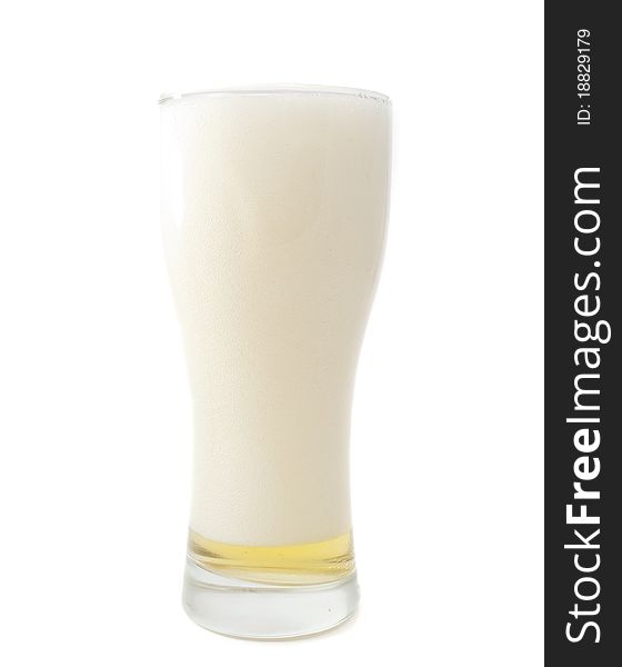 A glass of beer on white background