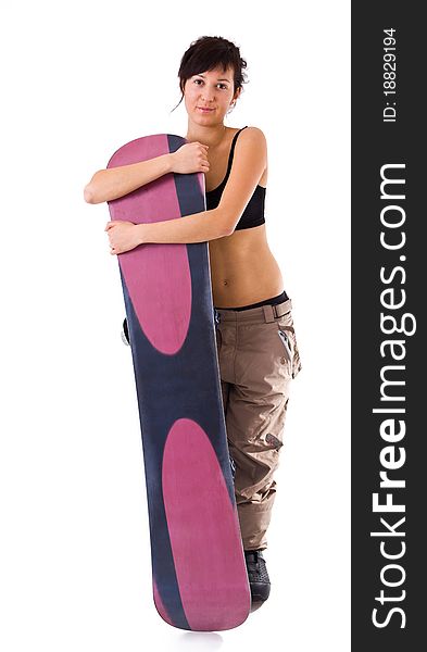 Girl with snowboard