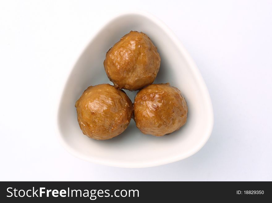 Taiwanese style meatball, ground pork mix with fish paste. Taiwanese style meatball, ground pork mix with fish paste.