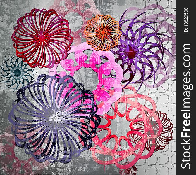 Funky  style floral design background