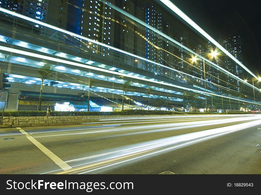 Busy Traffic In Downtown Of Hong Kong