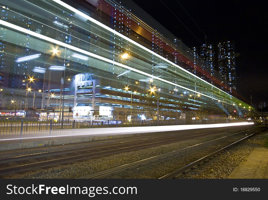 Busy traffic in downtown of Hong Kong, show the bright side of Hong Kong - Pearl of the East.