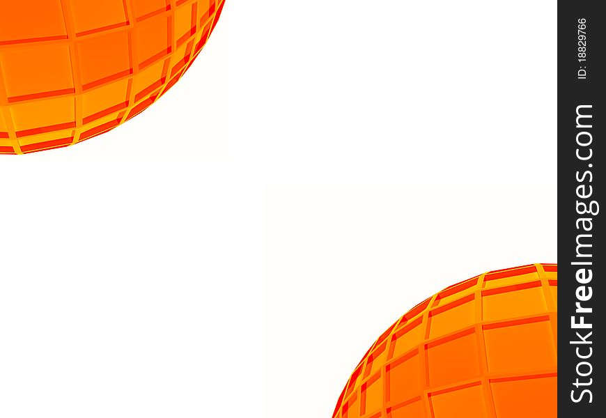 3D rendered two orange demispheres on white. 3D rendered two orange demispheres on white