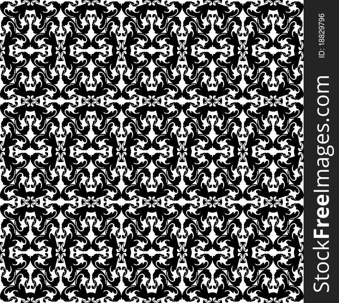 Seamless damask black white designs patterns. Vector. Seamless damask black white designs patterns. Vector